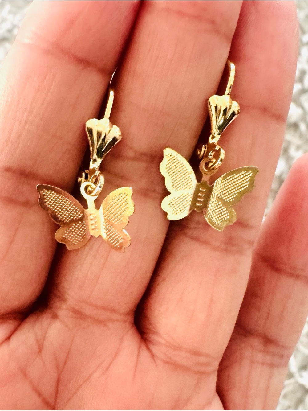 14K Gold Plated Butterfly Drop Earrings - Women Jewelry. New
